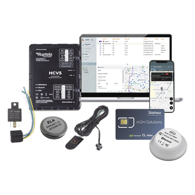 Kit Localizador 4G LTE / Anti-Jammer Ajustable / CAN Bus FMS-J1708-J1939 / Paro Motor Automático / Bluetooth / 1 Año Datos
