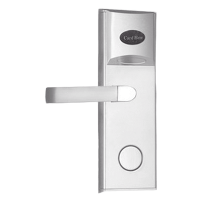 Cerradura Electrónica para Hotel / Lector MIFARE 13.56 MHz / 5 Pestillos / Acero Inoxidable / 224 Eventos / 4 Baterías AA / Puerta Izquierda / 35-55 mm