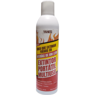 Extintor Aerosol Portátil / 250 ml / Descarga 35 s / Alcance 2 m (6.6 ft) / Clases A, K y Li / Sin Flúor ni PFAS