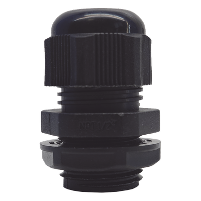 Glándula de Plástico / Rosca NPT 1/2" / Rango de Cable 6-11 mm / Color Negro / Diseño Compacto