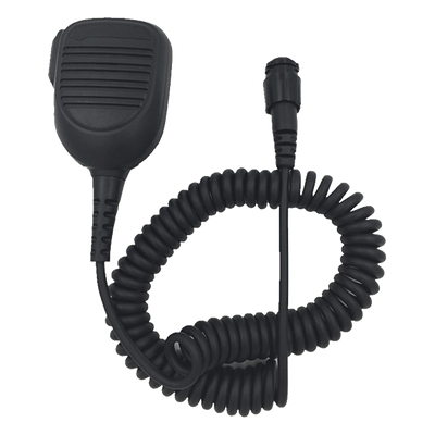 Micrófono para Radio Móvil / Conector Redondo Multipolo / IP54 / Cable Kevlar 40 kg / PTT para Guantes / Diseño Retráctil