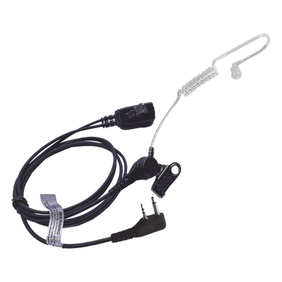 Micrófono-Audífono / Tubo Acústico Transparente / Conector 2 Pines / PTT de Solapa / Cable Kevlar / Compatible ICOM