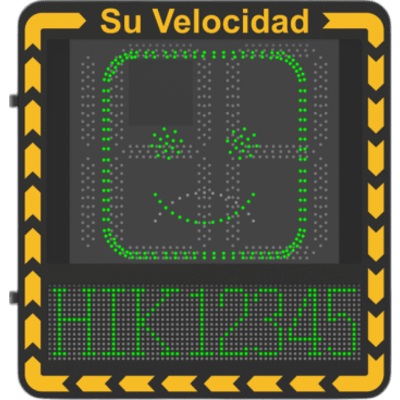 Display LED para Control de Velocidad / Alcance Visual 100 m (328 ft) / Indicación por Código de Colores / IP66 / Wi-Fi y Ethernet / Radar Compatible
