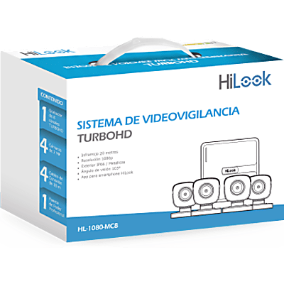 Kit TurboHD / DVR 8 Canales / 1080p / H.265+ / 4 Cámaras Bala 2 MP / Lente 2.8 mm / Cables 18 m (59.1 ft)