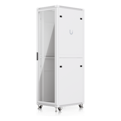 Gabinete Rack de Piso / 42U / 600 x 800 mm (31.5 in) / 800 kg (1763.7 lb) / Puerta de Vidrio Templado / Ventiladores Integrados / Ruedas con Bloqueo