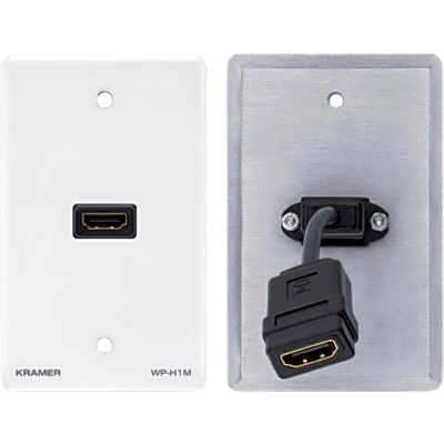 Placa de Pared HDMI Pasiva / Conexión Frontal y Trasera / Cable Plano Flexible / Formato US / Blanco