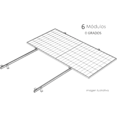 Sistema Montaje Solar / Losa Inclinada / 6 Módulos 645 W / Superficie 20 m² (215.3 ft²) / 170 km/h