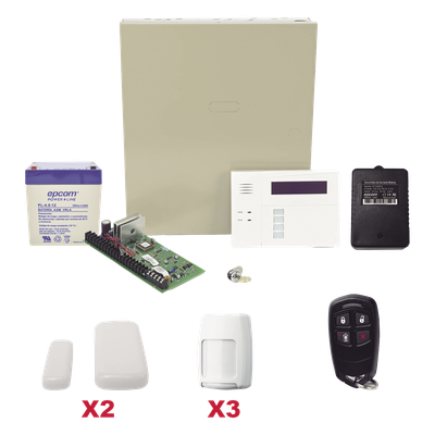 Kit de Alarma Inalámbrica / Panel 48 Zonas / 40 Inalámbricas y 8 Cableadas / Teclado 6160RF / Contactos Magnéticos Ultradelgados / 3 Detectores PIR / Control Remoto