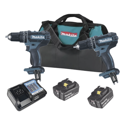 Kit Taladro Percutor + Llave de Impacto / 18V / 2 Baterías 3Ah / Motor BL / 210 Nm / 1/2