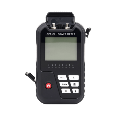 Medidor de Potencia Óptica / Rango -50dBm a 26dBm / Detector InGaAs 800-1700nm / VFL 2mW 650nm / Probador RJ45 hasta 300m / 120h Operación Continua