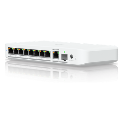 Switch PoE++ / 8 Puertos 2.5GbE / 1 Puerto 10GbE RJ45/SFP+ / 76W PoE / 30Gbps / 6.99 × 3.91 × 1.10 pulgadas