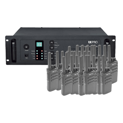 Paquete de Repetidor y Radios / VHF / 40 Radios Portátiles / Digital-Analógico / Cobertura Extendida
