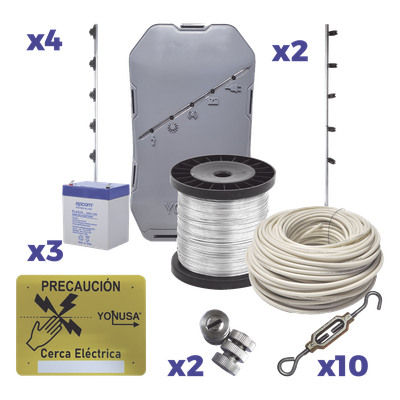 Kit Energizador Perimetral / 25 m (82 ft) de Protección / 12,000 V / Consumo 1.2 kW/mes / SMT / Antioxidante y Anti-UV