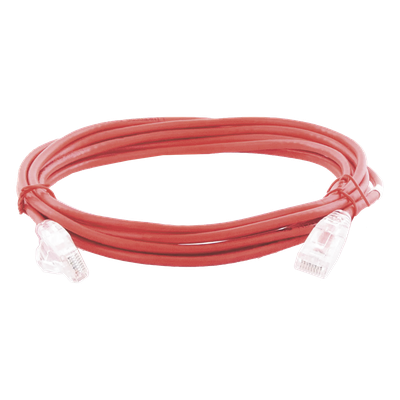 Cable de Parcheo Slim UTP Cat6A / 3 m (9.84 ft) / 28 AWG / RJ45 / Rojo