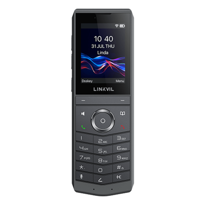 Teléfono IP Wi-Fi Portátil / Pantalla Color 2.4" 240x320 / Wi-Fi 6 Dual-Banda / Bluetooth 5.0 / Batería 3000mAh 13h Talk / Video H.264 4CIF / Resistencia Caídas 1.8 m (5.9 ft) / Conferencia 6 Vías / USB Type-C