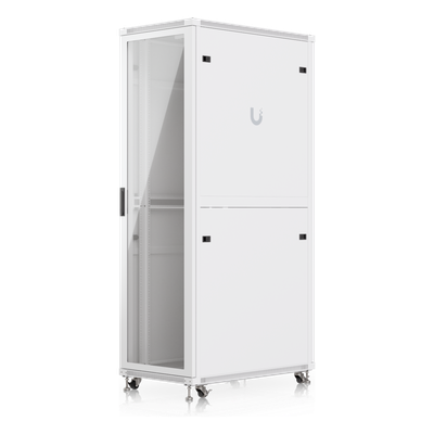 Gabinete Rack de Piso / 42U / 600 x 1000 mm (23.6 x 39.4 in) / Carga 800 kg / Puerta Vidrio Templado / Ventiladores Integrados