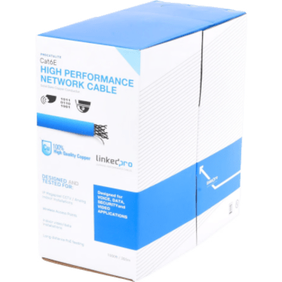 Cable de Red UTP / Cat6 / 24 AWG / 305 m (1000 ft) / 100% Cobre / 250 MHz / CM / Interior / Azul