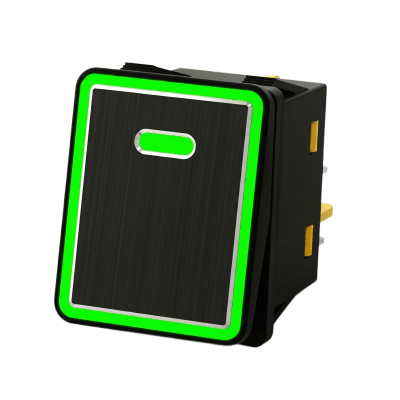 Botón Pulsador Industrial / IP65 / LED Verde / Contactos NO/COM/NC / -40°C a 125°C / Panel de Aluminio