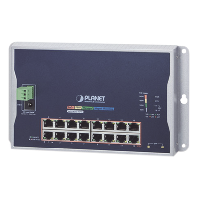 Switch Industrial Administrable Capa 2 de Pared / 16 Puertos PoE 802.3at Gigabit / 2 Puertos SFP / IP40 / -10 a 60 °C / 240W