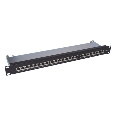 Panel de Parcheo / 24 Puertos / Cat6A Blindado / 1U Rack / T568A/B / 0 a 70°C