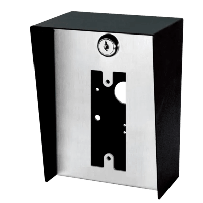Gabinete para Montaje en Poste / Carcasa de Acero con Pintura en Polvo / Placa Frontal de Acero Inoxidable con Bisagra / IP65 Impermeable / 128x170x94 mm (5.0x6.7x3.7 in)