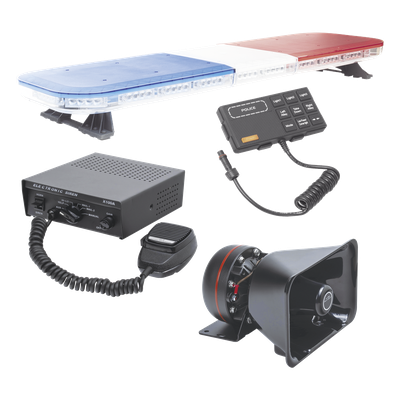 Kit de Señalización para Seguridad Pública / Barra LED 118 cm (46.5 in) / 88 LEDs Hyperlux / Sirena 100W / Bocina 100W 8 Ohms / IP65 / SAE