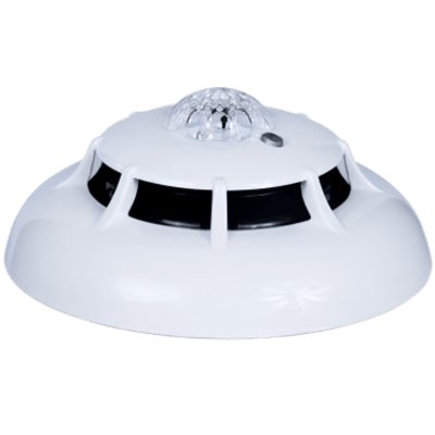 Detector Combinado de Humo y Calor / 5 Modos de Operación / 4 Umbrales de Humo 0.08–0.15 dB/m / Termistor 58 °C o 72 °C / IP43 / Certificación EN 54-5 / EN 54-7