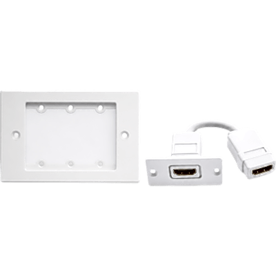 Kit Wall Plate HDMI | Frame 1 Gang METAL Versión USA | Inserción HDMI Espacio Simple | Incluye Inserciones en y Tornillos | Blanco