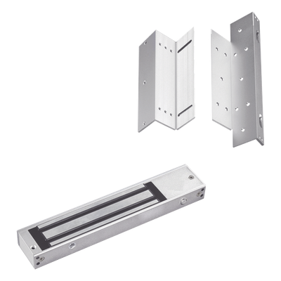 Kit de Control de Acceso / Chapa Magnética 280 kg (600 lbs) / Brackets Ajustables L y Z / LED Indicador de Estado / Aluminio Reforzado