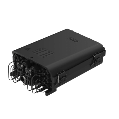 Caja de Distribución Óptica Preconectorizada / IP68 / 96 Empalmes / 2 Splitters 1x4 / 8 Puertos / Exterior