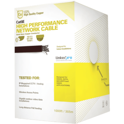Bobina de Cable UTP / Cat5e / 305 m (1000 ft) / 24 AWG / 100% Cobre / Interior / PoE / Blanco