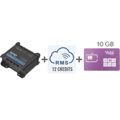 Router Teltonika LTE/4G RUT901 + 12 creditos RMS  + SIM de YOBI de 10GB por Mes durante un año de servicio (solo datos)