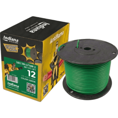 Cable THW-LS / Calibre 12 AWG / 19 Hilos / Verde / Bobina 100 m (328 ft)