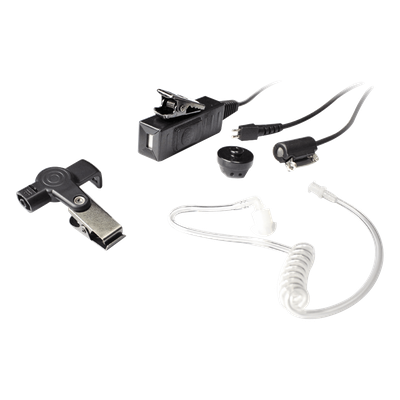 Micrófono-Audífono de Vigilancia / 3 Cables / Tubo Acústico Transparente / PTT Remoto / Uso Profesional Táctico