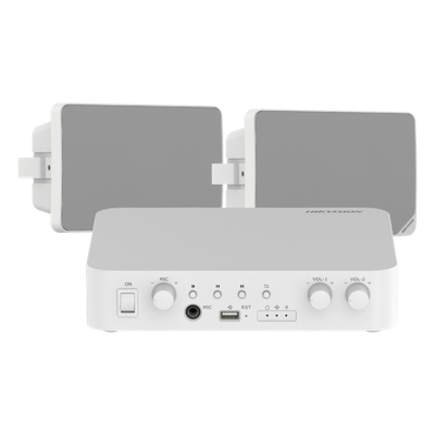 Kit Amplificador / 80W / 2 Zonas / Bluetooth USB RCA Micrófono / 100V 70V / 2 Altavoces