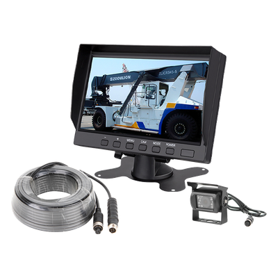 Sistema de Cámara de Reversa Alámbrico / Monitor LCD 7 Pulgadas Full HD / Cámara IR CMOS 18 LEDs / Ángulo de Visión 120° / IP69K / 12/24 VCC / Cable 20 m (65.6 ft)
