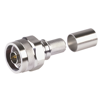Conector Coaxial N Macho / Ensamble Plegable / Pin Cautivo No Soldable / 50 Ohm / PTFE / Cables RG8-LMR400