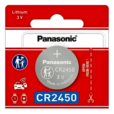 Batería de Litio Tipo Moneda / 3V / 620 mAh / CR2450 / 10 Años Vida Útil