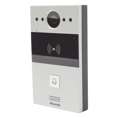 Videoportero IP / 1 Botón / Cámara 2 Megapixel / 110° / Lector MIFARE y PROX EM / SIP / ONVIF / IP65 / PoE / Control 2 Puertas / Cloud