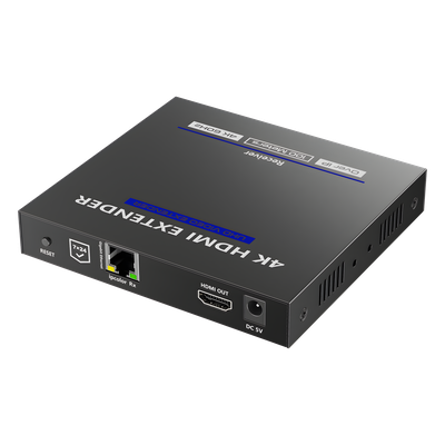 Receptor HDMI IP / 4K@60Hz / Cero Latencia / Extensión 100 m (328.1 ft) / Cat 6/6a/7 / Audio 7.1 / IR Bidireccional / ARC / HDMI Loop Out