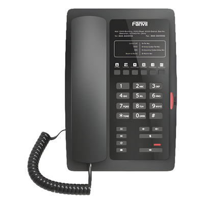Teléfono IP para Hotelería / 6 Teclas Programables Hotline / PoE 802.3af / 2 Puertos Ethernet 10/100 Mbps / VxWorks / Sin Pantalla