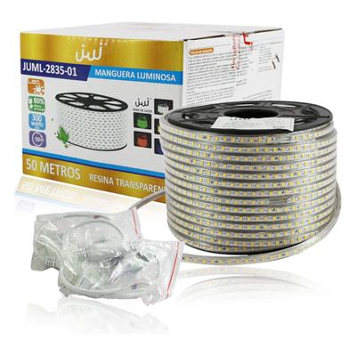 Manguera LED / 50 m / 164 ft / IP65 / Blanco / 120° / 100 cm corte