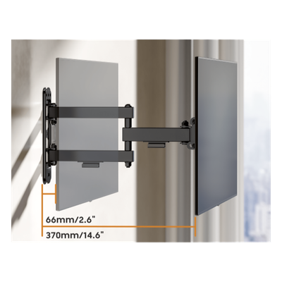 Soporte de Pared Articulado para Pantallas / VESA 75x75 a 200x200 / Hasta 43 Pulgadas / Carga 20 kg (44 lbs) / Movimiento Completo / Perfil 66 mm