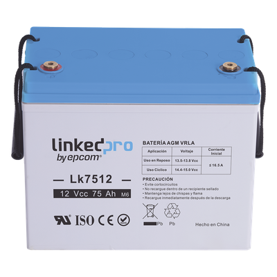 Batería de Respaldo AGM-VRLA / 12 V / 75 Ah / Terminales T3 / UL Certificada / Libre de Mantenimiento