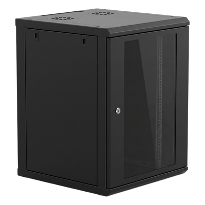 Gabinete de Pared 16U / 635 mm (25 in) Profundidad / Cristal Templado / Acero Reforzado / 100 kg Capacidad / Interior
