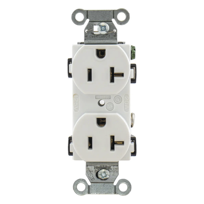 Receptáculo Dúplex / 20 A / 125 V / 2 Polos 3 Hilos / Calibre 14-10 AWG / Montaje en Pared