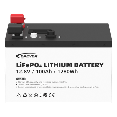 Batería LiFePO4 / 12.8 Vcc / 100 Ah / 1.28 kWh / 6000 Ciclos / IP65 / Pantalla LCD