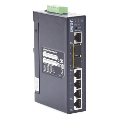 Switch Industrial Administrable Capa 2 / 4 Puertos RJ45 Gigabit / 2 Puertos SFP 1G/2.5G / IP30 / -40 a 75°C / Riel DIN / 1.05 x 2.85 x 4.43 pulgadas