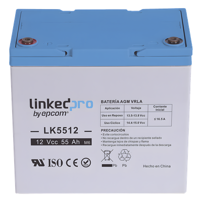 Batería de Respaldo AGM-VRLA / 12 V / 55 Ah / Vida Útil 5 Años / Terminales T2 / Certificación UL