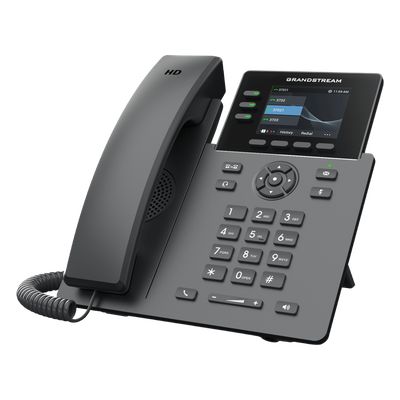 Teléfono IP / 3 Líneas SIP / 12 Botones Virtuales Programables / Pantalla LCD 2.8 Pulgadas / Puertos Gigabit con PoE / Audio HD